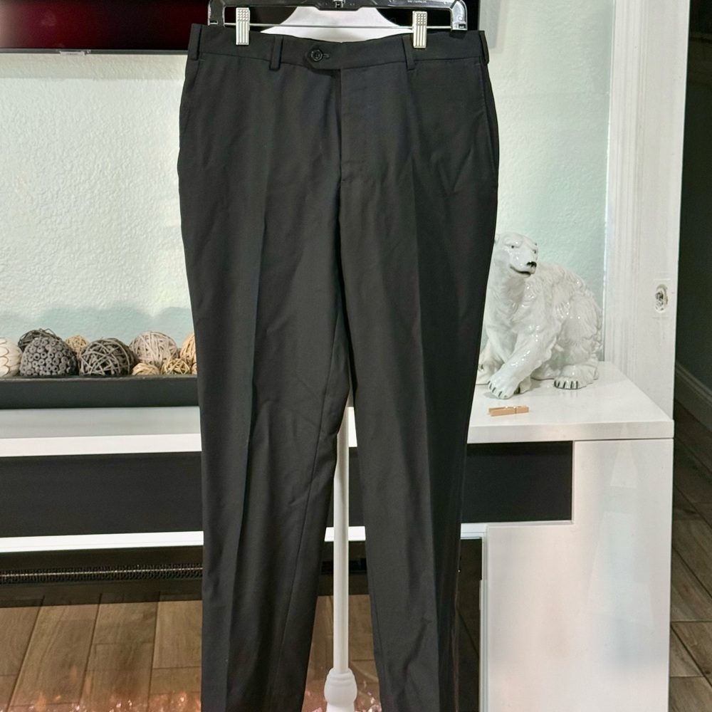 J. Hillburn Elegant Black Dress Pants with Tailored Fit and Smooth Finish
